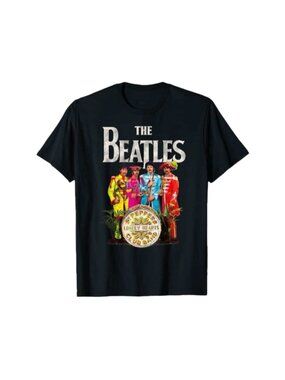Vintage The Beatles SGT Pepper’s Lonely Heart Club Band Cotton T-Shirt (Black)
